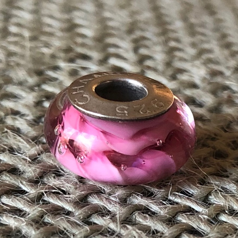 CHAMILIA Pink Murano Glass Bead 925 💖